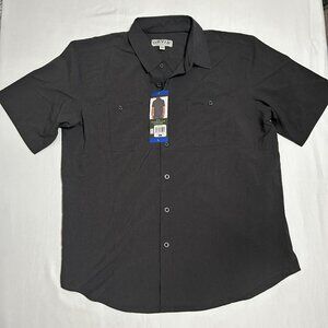 Orvis Men's Large Shirt NWT Dark Gray Quick Dry UPF 30+ Sunglass Cleaner Hiking